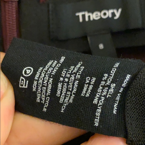 Brand new Theory Bordeaux velvet leggings size 8 - Picture 5 of 5